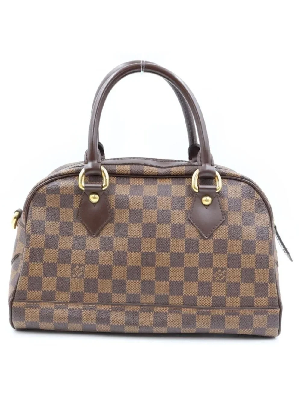 Louis Vuitton Damier Duomo Boston Bag Brown Leather Gold